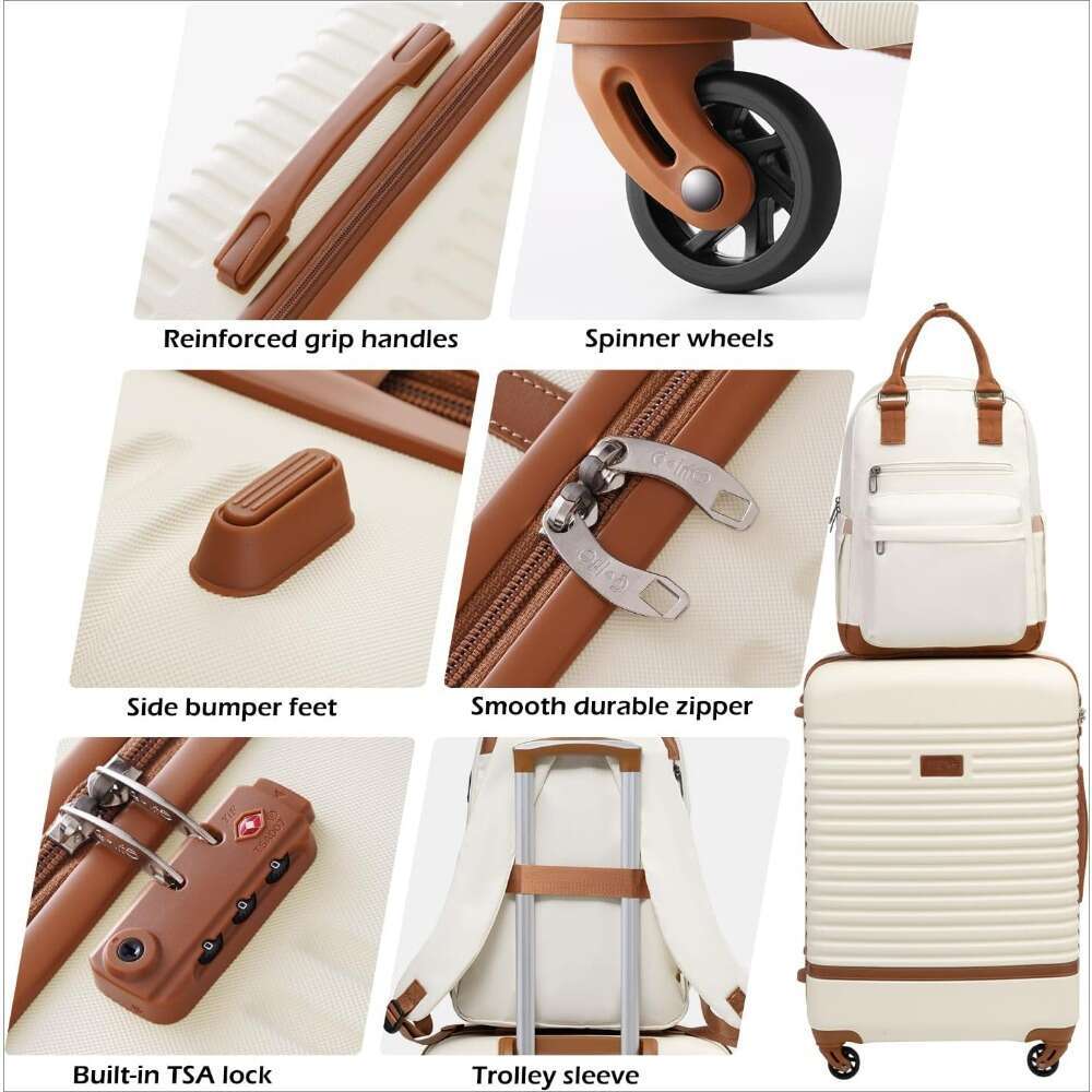 Suitcase 3 Piece Carry On Travel TSA Lock Spinner Wheels Hardshell Lightweight Lage Set 320e 4