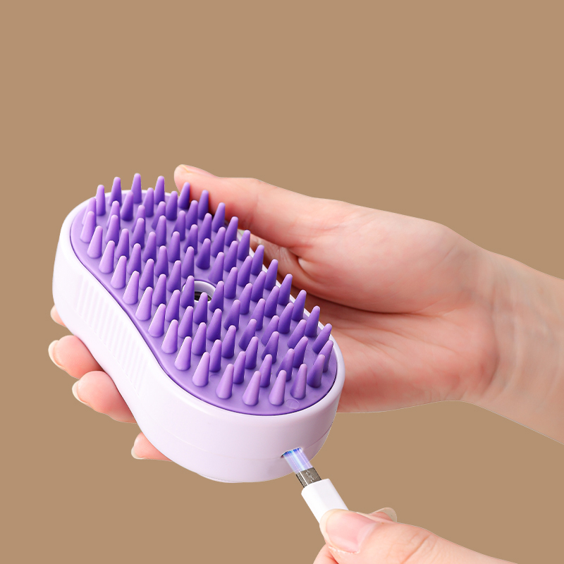 Pet steam brush bath massage comb reusable silicone pet spray brush cat and dog hair removal brush