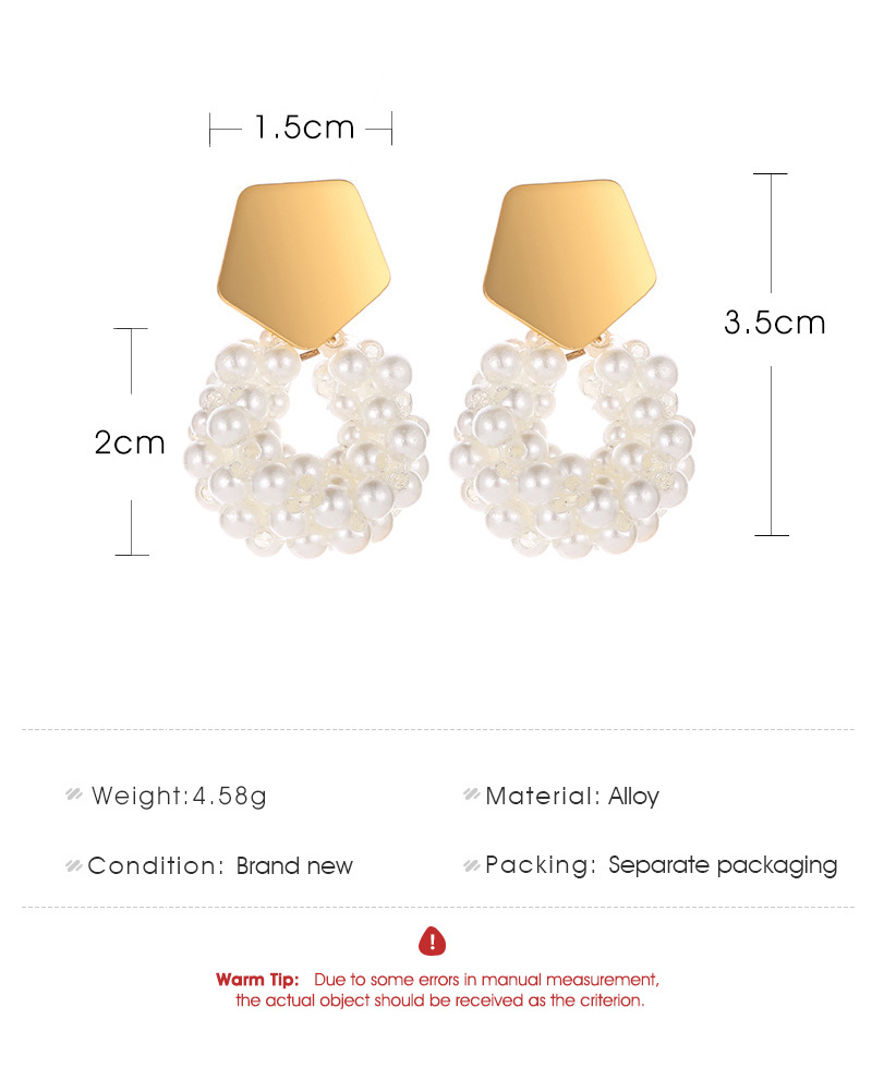 Elegant Pearl Studded Amber Dangle Earrings with Sweet Geometric Design and Minimalist Style