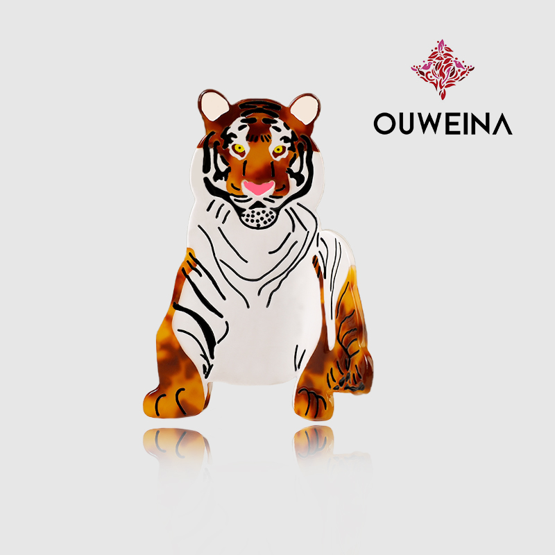 Fun tiger acetate hairpin girl heart bangs clip side clip student creative broken hairpin hair accessories wholesale