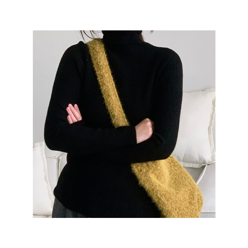 100% All Wool Seamless Knit Pit Stripe Turtleneck Sweater Shell Button Decoration Loose Casual Basic Autumn & Winter High Quality Inner Sweater
