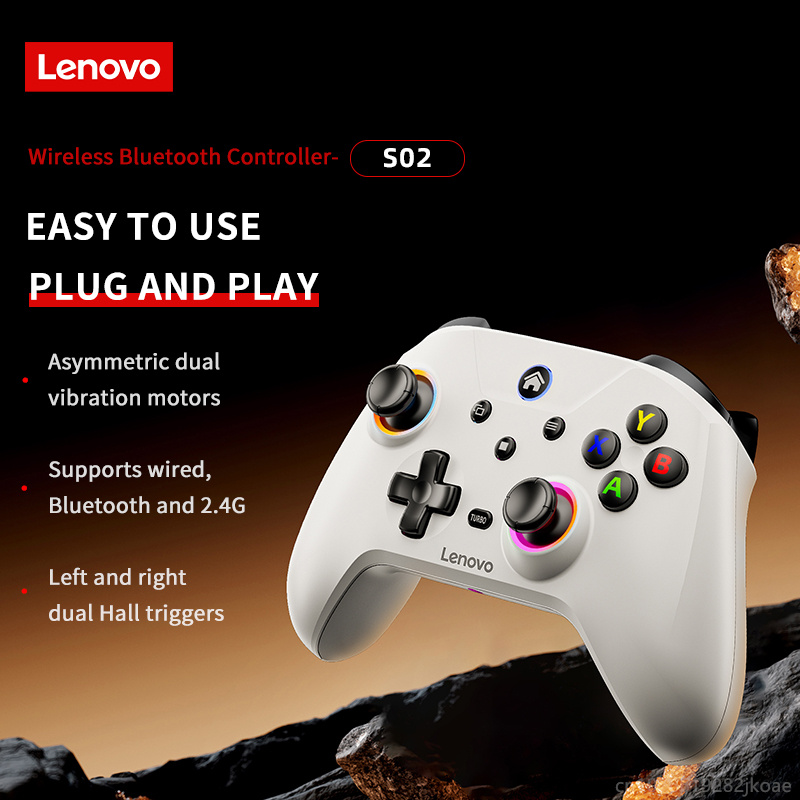 Lenovo S02 Gamepad Wireless Bluetooth Gaming Controller Hall Trigger Joystick Mecha-Tactile Buttons For Switch PC Android IOS