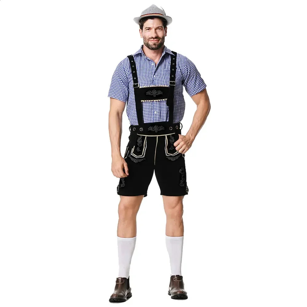 Bavarian October Festival German Beer Clothing Mens Beer Festival Lederhosen Clothing Beer Shirt Pendant Short Hat Role Playing Clothing 240927CJ