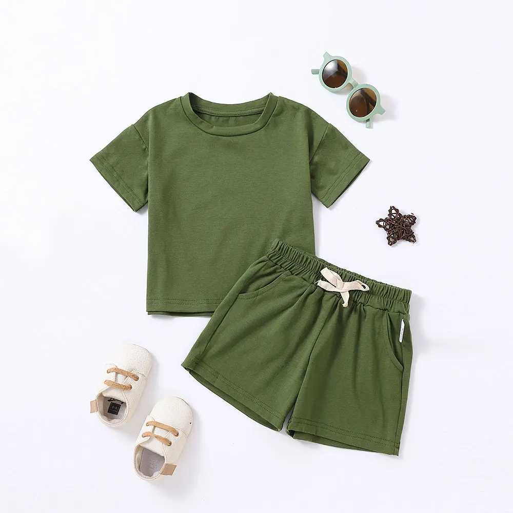 Summer 2-piece childrens clothing set childrens sports sled T-shirt and shorts boys and girls setXJ250410