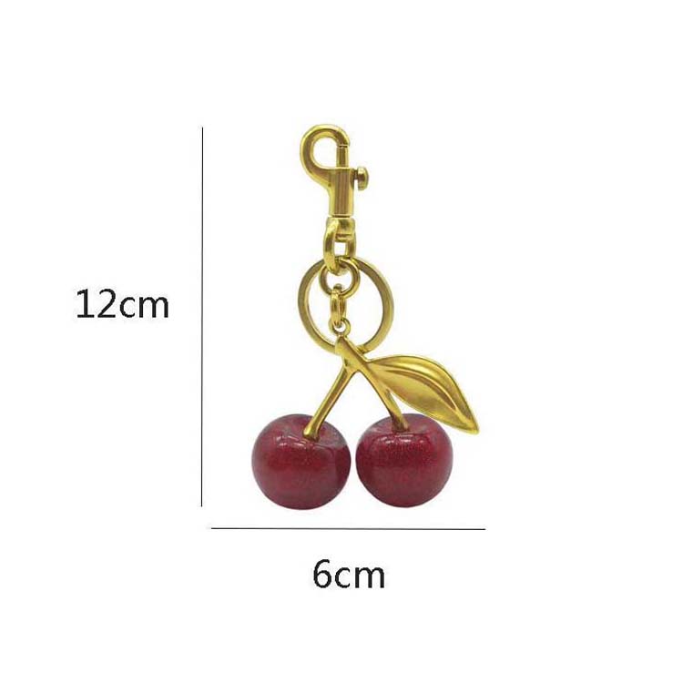 Charm Women Key Rings Keychain With Box Retro-Cool Cherry In Glittery Resin Clip It To Favorite Bag Set Of Keys For Refreshing Style Key Chain Lanyard
