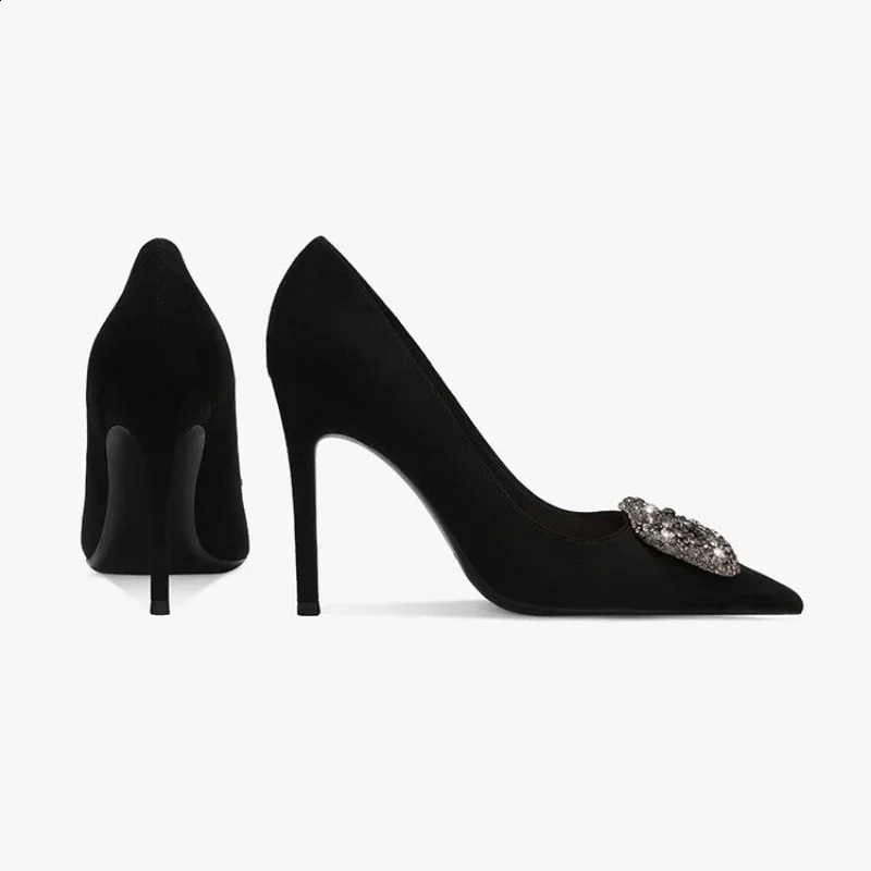 2024 Womens Summer Crystal Square Buckle Sexy Point Stiletto High Heels Elegant Banquet Dress Party Shoes Size Up 240926