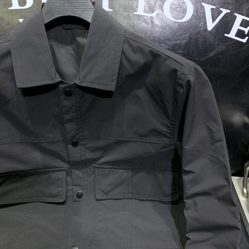 Mens jacket solid color cut Japanese style pockets simple all-around training premium lapel Harajuku single chest vitality 240927