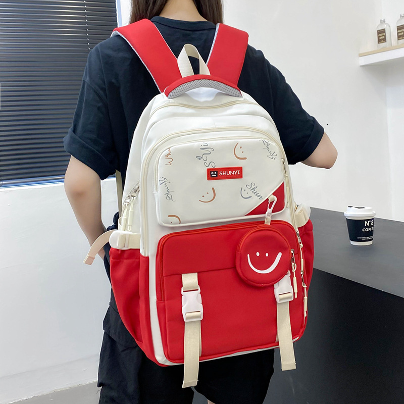 Spring/summer New Fashion Designer Bag Trendy Large Capacity High School Student Lightweight Waterproof Couple's Red Blue Backpack