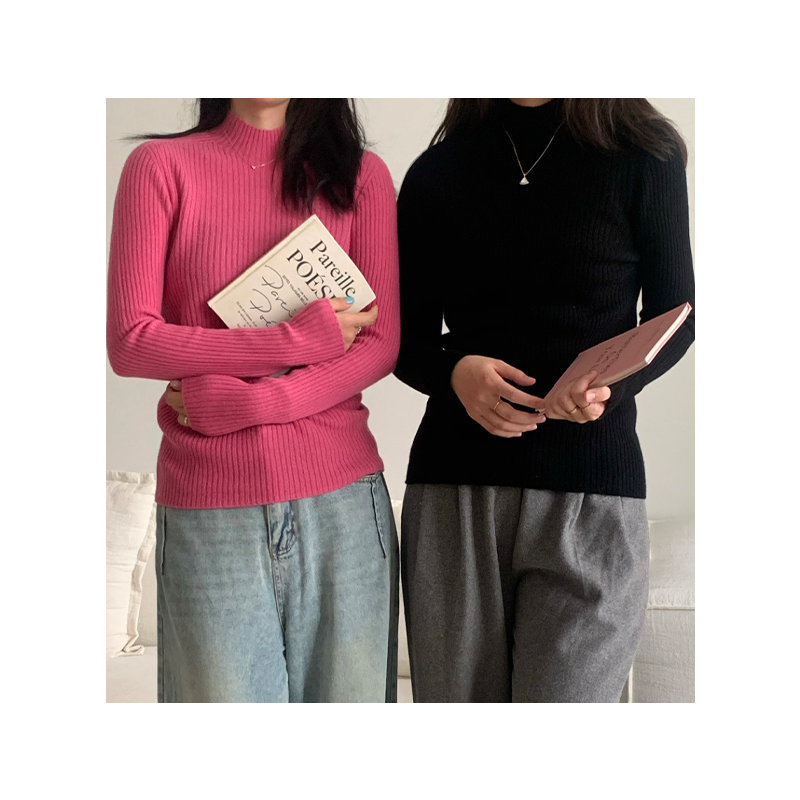 100% All Wool Seamless Knit Pit Stripe Turtleneck Sweater Loose Casual Basic Autumn and Winter High Quality Inner Sweater