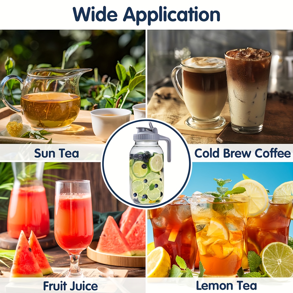 Buy 1 Get 1 Free total of 2 pcs Large Capacity 64OZ Glass Coffee Pot with Lid Leak-Proof Airtight Wide Mouthed and Easy Pouring Perfect for Cold Brewe