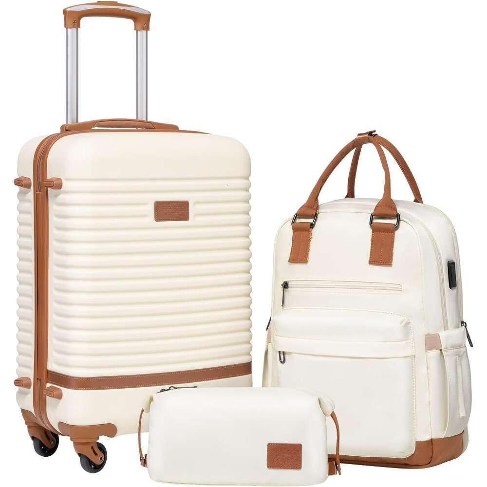 Suitcase 3 Piece Carry On Travel TSA Lock Spinner Wheels Hardshell Lightweight Lage Set 320e 4
