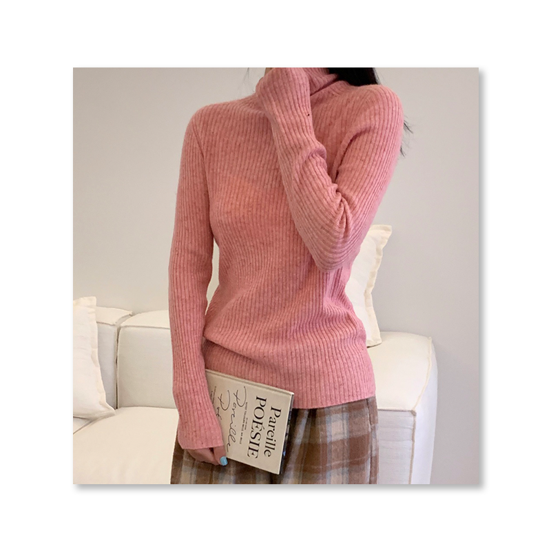 100% All Wool Seamless Knit Pit Stripe Turtleneck Sweater Loose Casual Basic Autumn and Winter High Quality Inner Sweater women's clothing