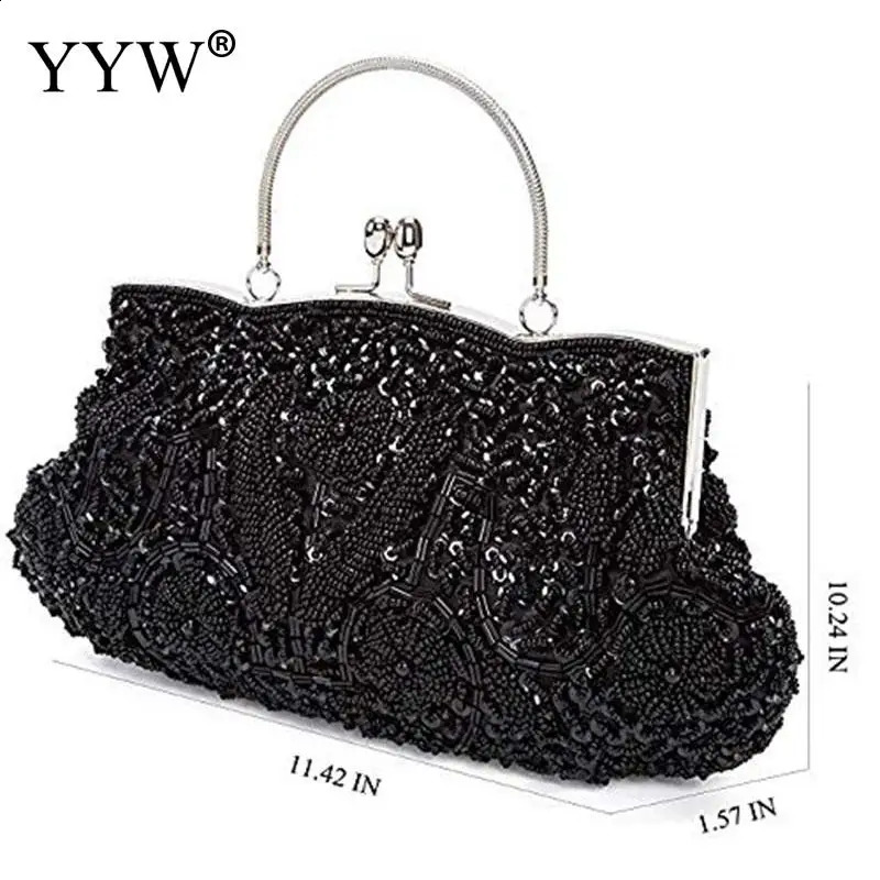 Crystal Beaded Evening Party Clutch Handbag Women Floral Printing Soft Tote Bags Metal Top Handle Wedding Brides Messenger Purse 240926