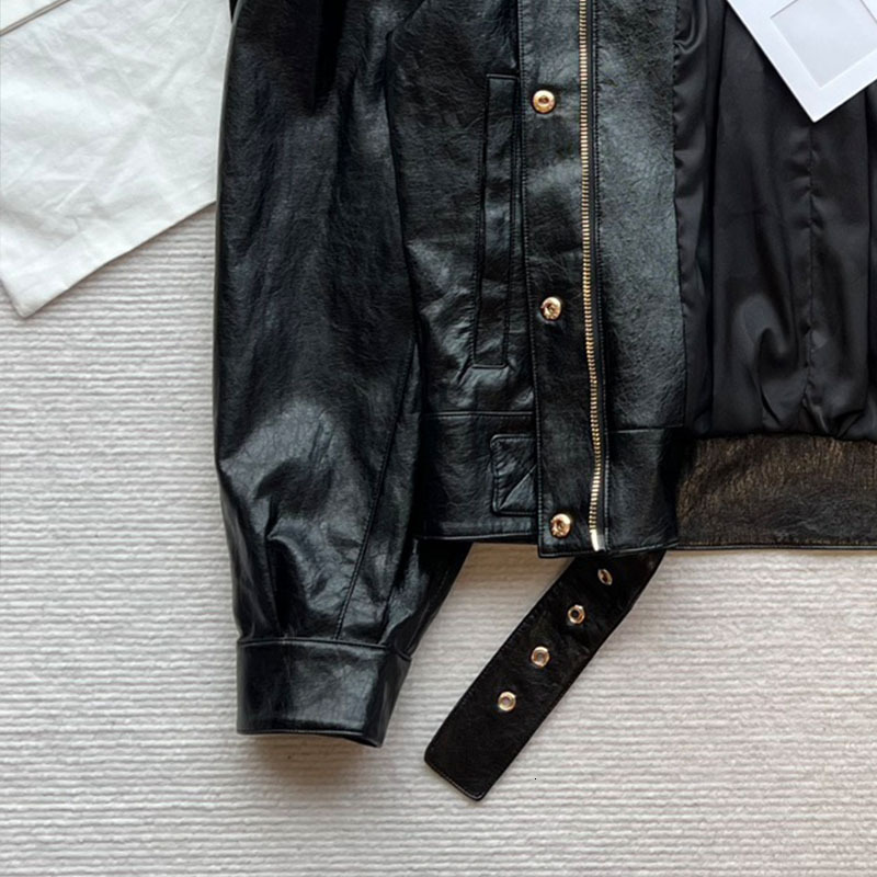 Runway Designer PU Leather Jacket For Womens High Quality Fashion Single Breasted Long Sleeve Stand Collar Coat Autumn Winter New F0924