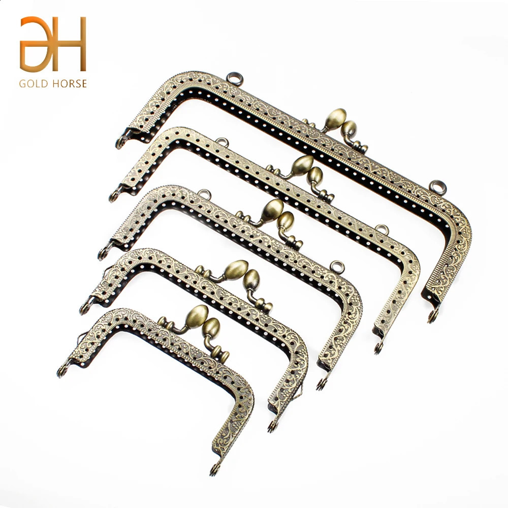 5Pcs 851051251518CM rectangular metal flower bud kiss lock used for wallet replacement clutch bag DIY accessories 240926