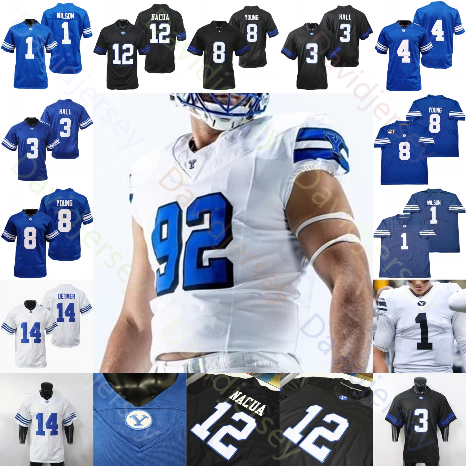 BYU Cougars Football Jersey Custom Stitched Polyester - Mens Youth Sizes - Navy White Black - 2024 Season