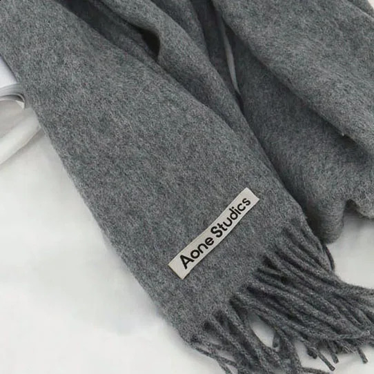 Solid color 100% wool scarf with tassel womens winter warm neck scarf shawl womens cashmere scarf 240925