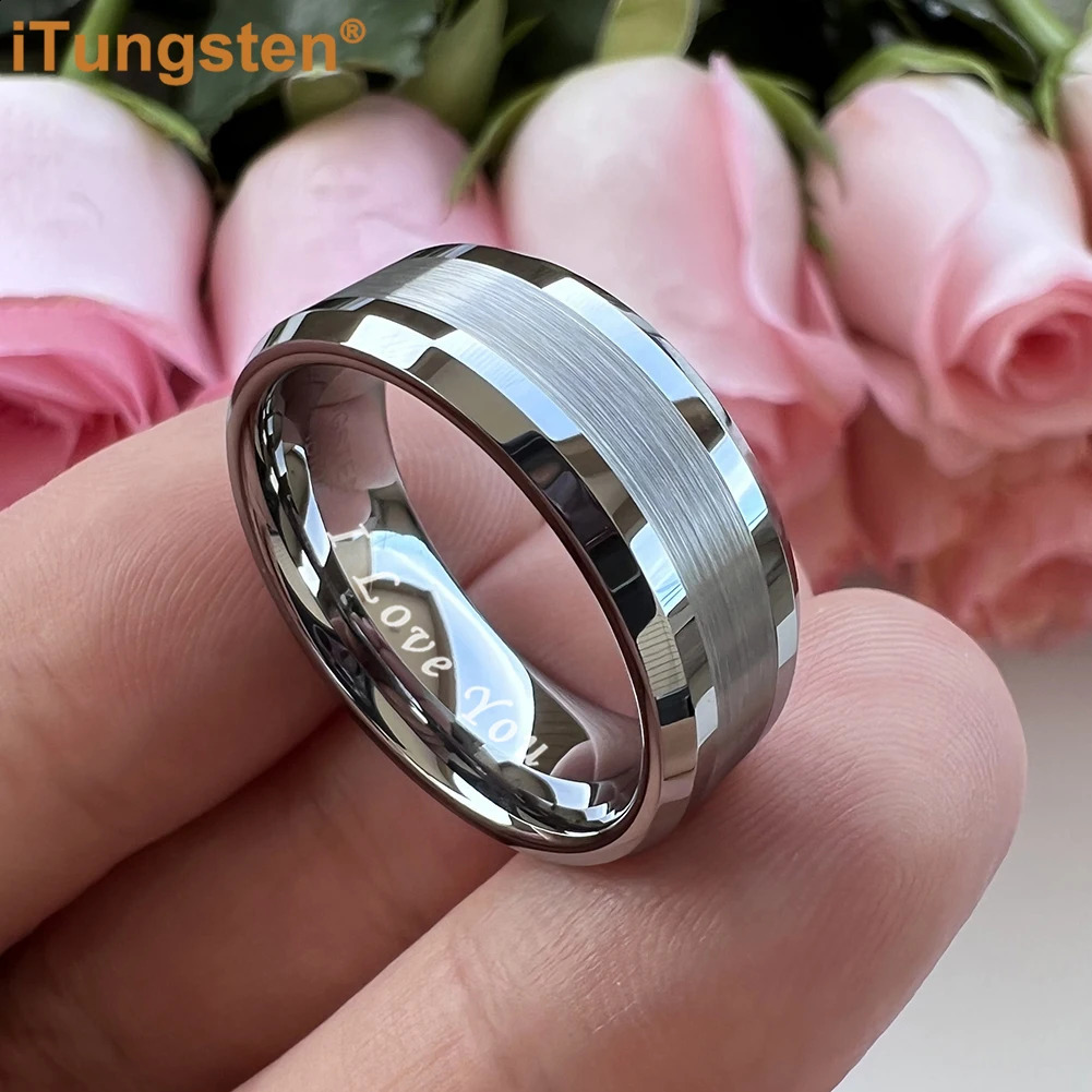 ITungsten 6mm 8mm tungsten carbide ring for men and women engagement wedding band fashion jewelry I love you carving comfortable fit 240925