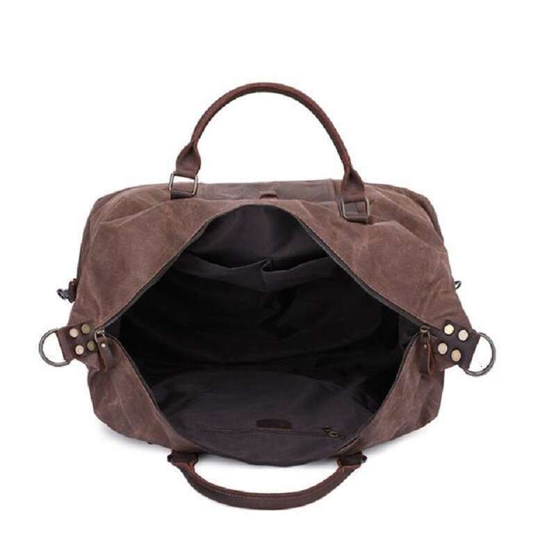M306 Vintage Waxed Canvas Men Travel Duffel Large Capacity Oiled Leather Military Weekend Bag Basic Holdall Tote Overnight Bags e1a6 4