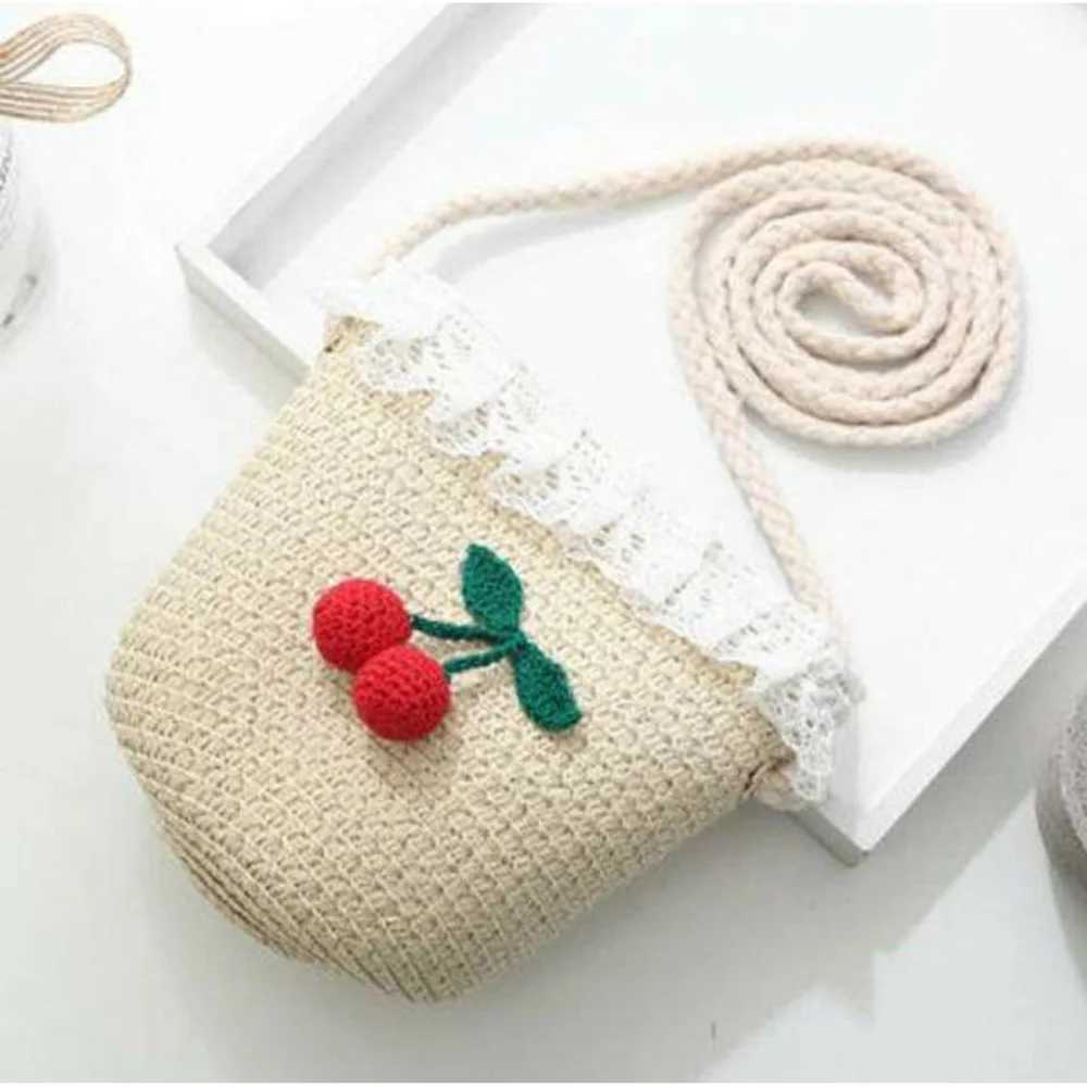 Kids Cute Hand Bag Childrens Weave Shoulder Bags Fashion Straw Cross Bag For Girls Made From Natural LX241104