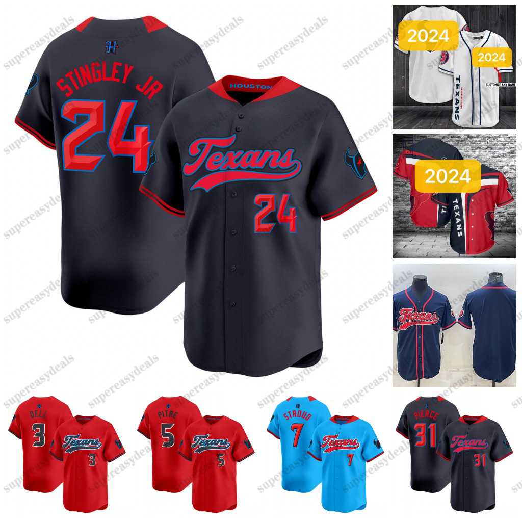 2024-25 Texan baseball Jerseys Stefon Diggs 7 CJ Stroud Will Anderson Jr Tank Danielle Hunter Joe Mixon Cade Stover JJ Watt Foster 99 Watt 78 Tunsil 10 Ward 87 Stover