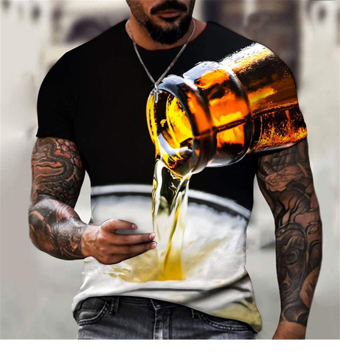 Mens T shirt Mens T-Shirt 3D Graphic Printing Tshirt Casual Short-Sleeved Round Neck Pullover Tees 2024 Personality Casual graphic tee Casual tops nic