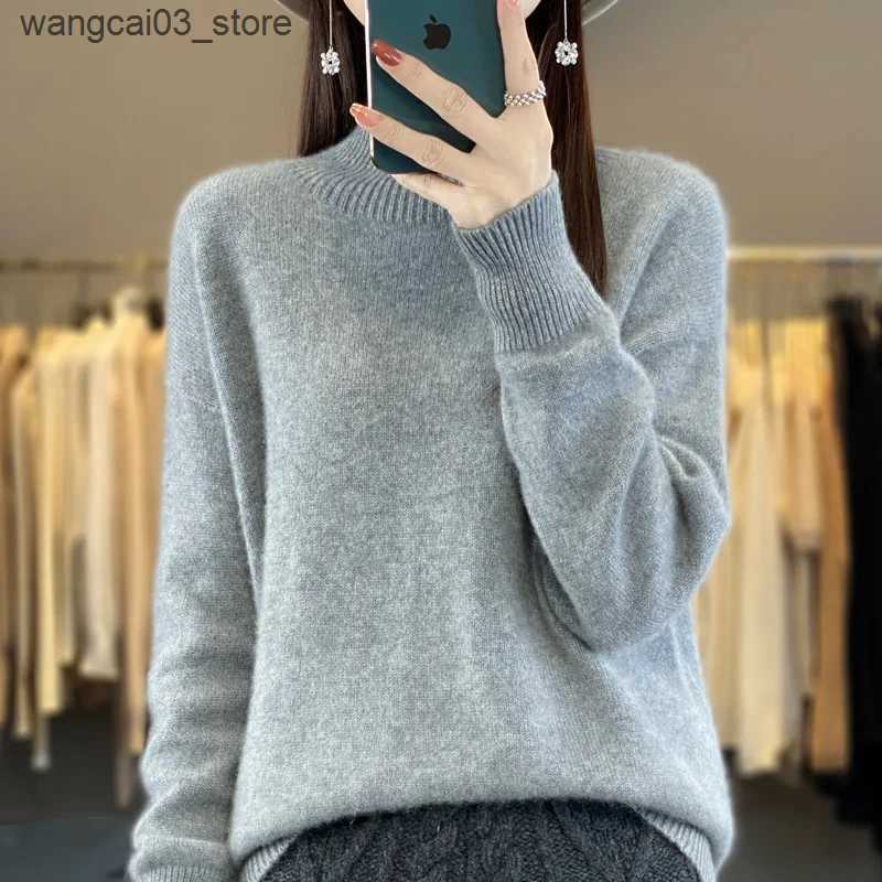 Maternity Sweaters Autumn And Winter New Wool Sweater 100 Pure Wool Womens First-line Garments Loose Half-high Collar Pullover Cashmere Knitted Ba L24
