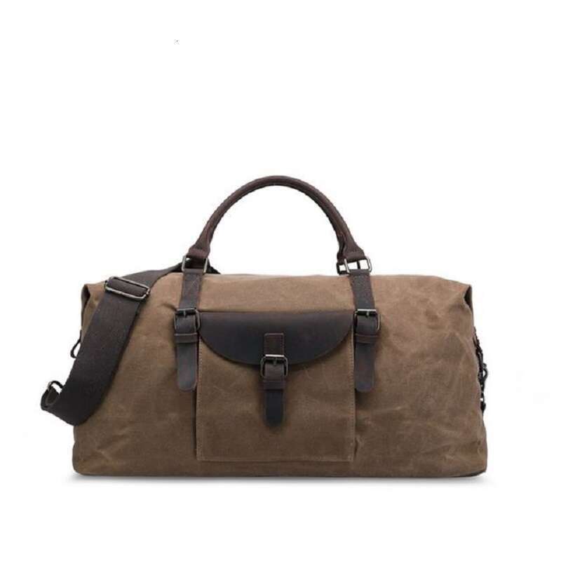M306 Vintage Waxed Canvas Men Travel Duffel Large Capacity Oiled Leather Military Weekend Bag Basic Holdall Tote Overnight Bags e1a6 4
