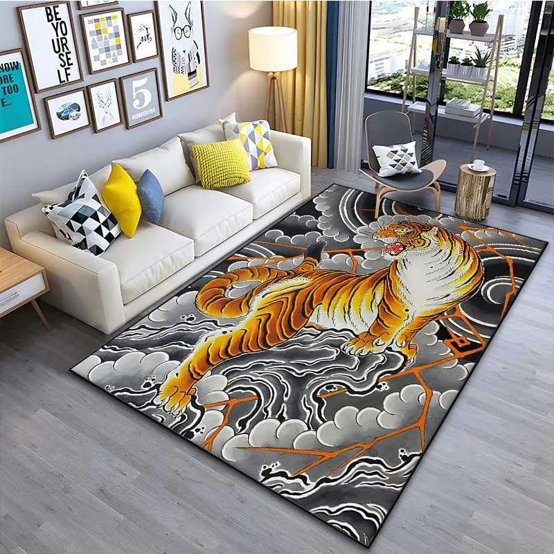 Japanese art tiger tattoo pattern floor carpet 15 size living room bedroom bathroom floor mat area carpet room decoration X240928