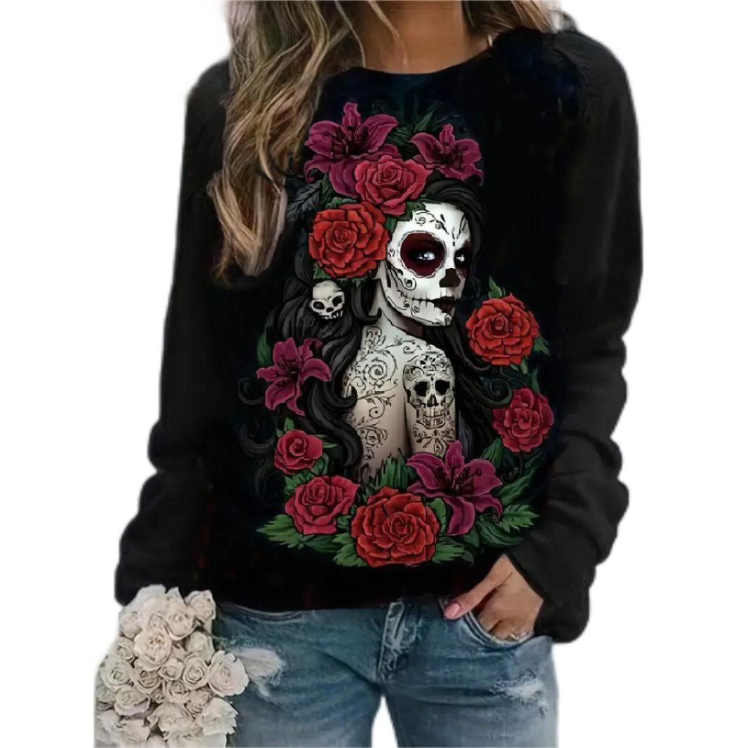 Spooky Halloween Printed Hoodies: Comfy Loose Pullover for 2024 dh910320090