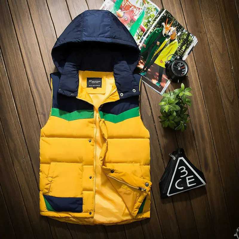 Autumn and winter hooded mens casual ultra-thin warm womens sleeveless jacket youth mens vest plus size S-3XL M240928