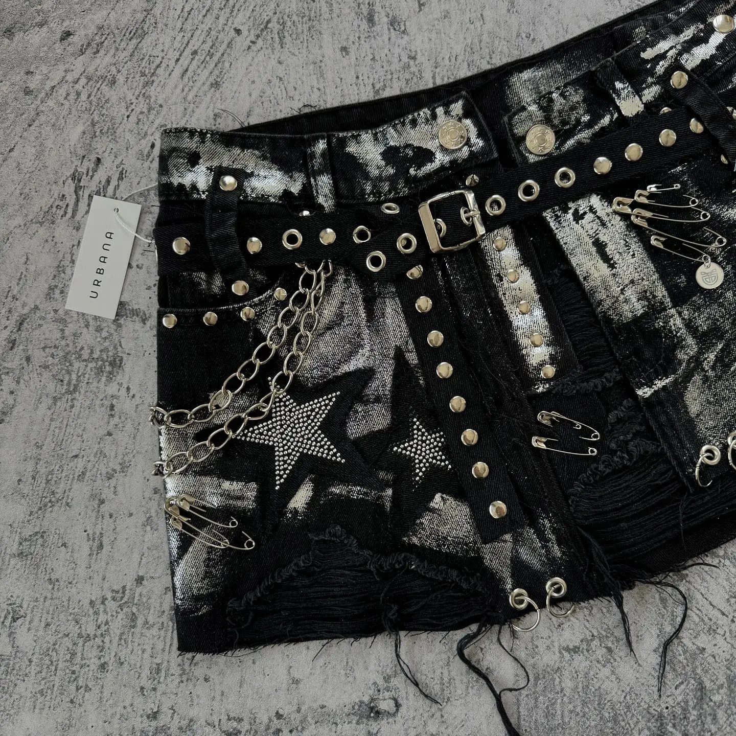 Womens Y2K snowboard Harajuku Gothic hiphop retro rhinestone sequin bag denim short waist ultrathin mini sprint 240926