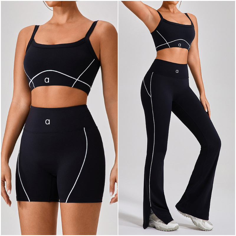A305 Womens Yoga Outfit Yoga Sets Vest Sleeveless Tops Pants Shorts Bell-bottom Trousers Excerise Sport Gym Running Long Pant Elastic High Waist Sportwear