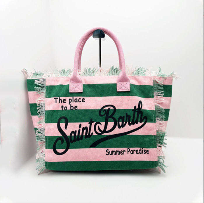 Checkered Handmade Tassel Handbag Canvas Comfortable Trendy Fashion Bag Large Capacity Casual Travel Ladies