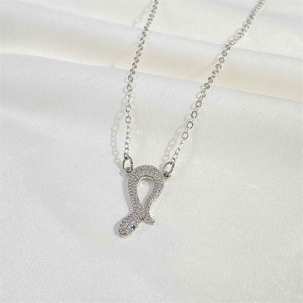 Elegant Snake Pendant Necklace Featuring Zircon Stones - Shorter Length & Modern Zodiac Style Accessory