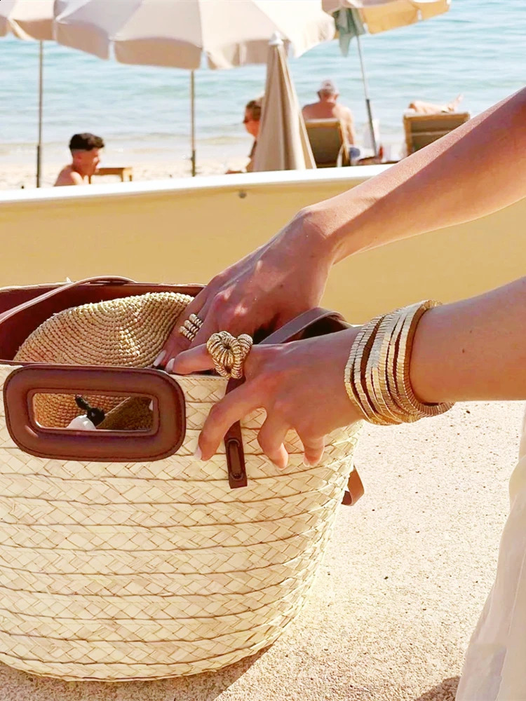 Brass Chunky Twist Natural Turquoise Ring Womens Jewelry Punk er Club Cocktail Party Boho Japan Korea 240925CJ