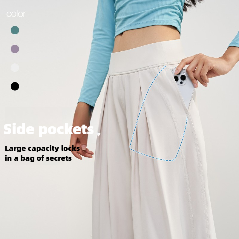 A Designer Sweatpants Cool Sunscreen Yoga Straight-Leg Womens Summer Thin High Waist Wide Legs Straight Pants Loose Quick Dry Fiess Trousers Jogger We