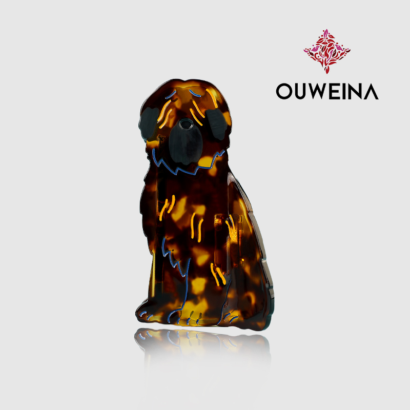 Fun cute dog acetate hair clips girl heart bangs clip side clip student creative broken hair clip