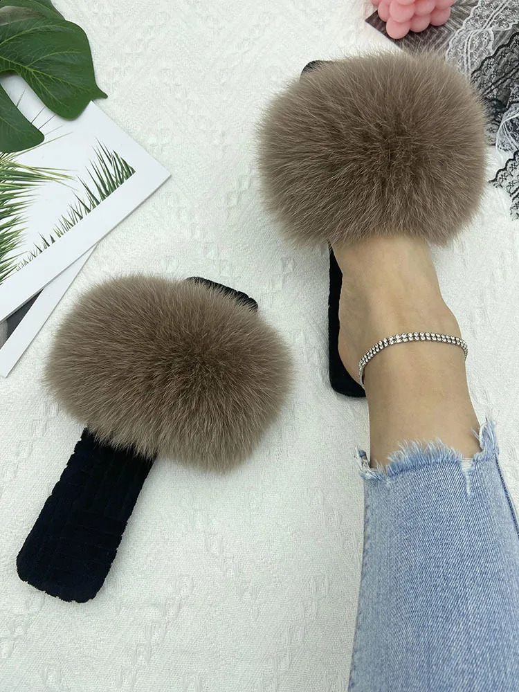 Fur slider womens apartment slider summer womens fashion fur flip fluffy slider womens sandals 240925