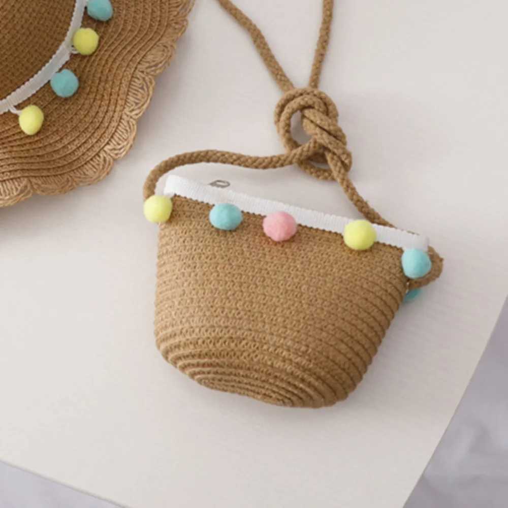 Kids Cute Hand Bag Childrens Weave Shoulder Bags Fashion Straw Cross Bag For Girls Made From Natural LX241104