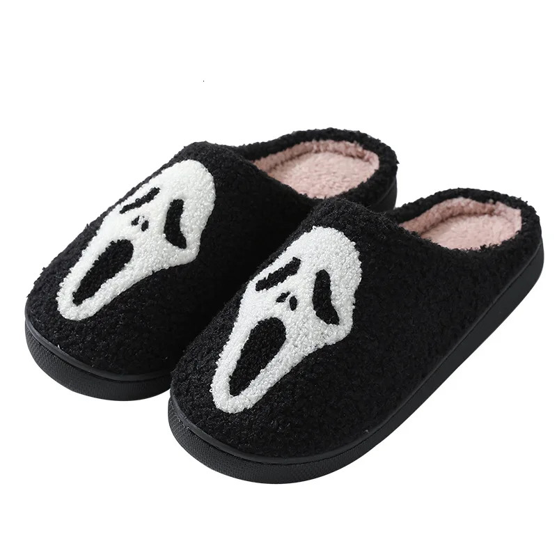 2024 new designer shoes skeleton cartoon warm winter couple home cotton slippers