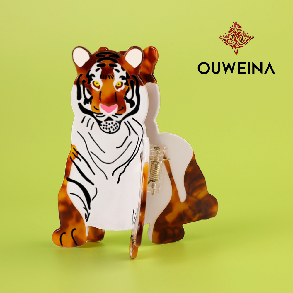 Fun tiger acetate hairpin girl heart bangs clip side clip student creative broken hairpin hair accessories wholesale