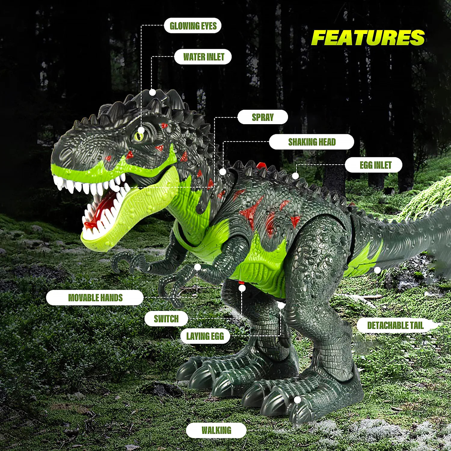 Remote Control Dinosaur Toys for Kids 3-5 5-7 8-12 RC Walking Robot T-Rex Simulated Flame Spray Eggs Laying Light Roaring 240920