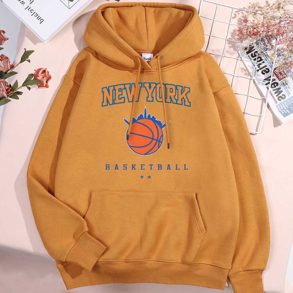 New York Basketball Printed Sweater Mens New Loose Wool Hoodie Loose Pullover Hoodie Crewneck Pocket Clothing W240928