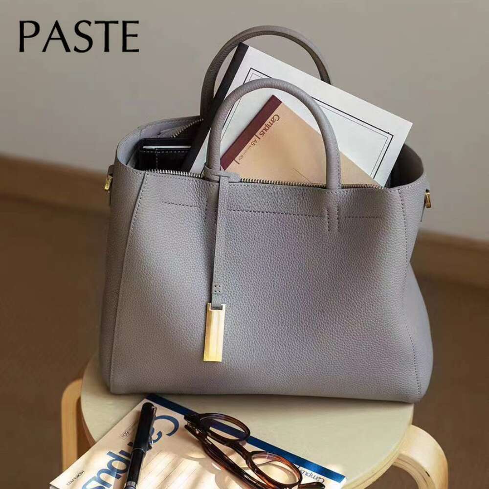 Soft Office Classic Tote Large 2025 Aesthetic Solid Color 100% First Layer Cow Leather Women Handbag Ladies Shoulder Bag
