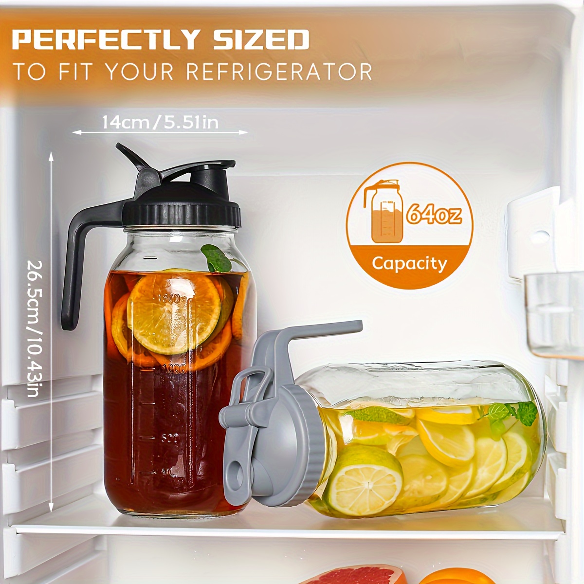 Buy 1 Get 1 Free total of 2 pcs Large Capacity 64OZ Glass Coffee Pot with Lid Leak-Proof Airtight Wide Mouthed and Easy Pouring Perfect for Cold Brewe