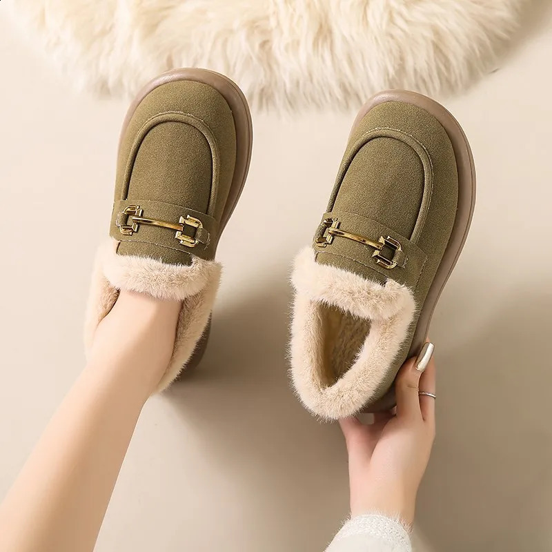 Shoes Woman Flats Round Toe Casual Female Sneakers Slip-on Loafers Fur Dress Winter Retro New Slip On Womens shoes 240924