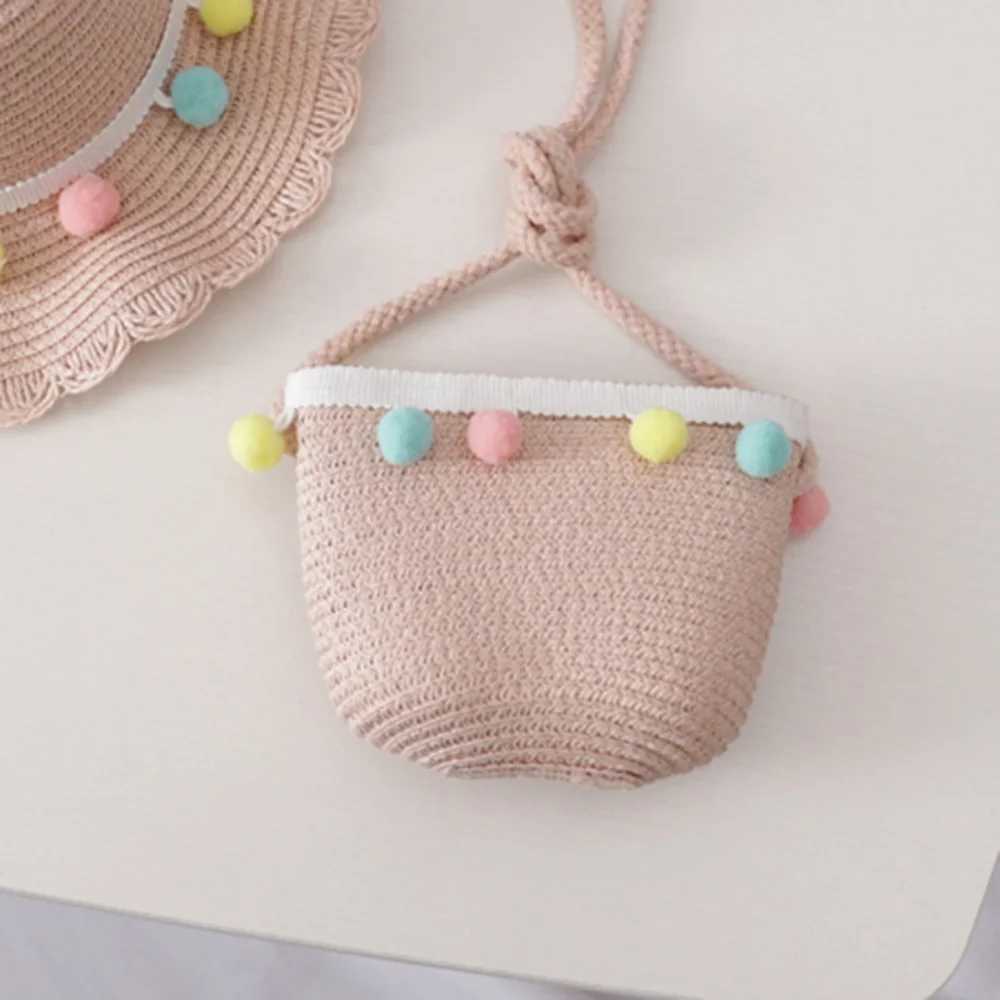 Kids Cute Hand Bag Childrens Weave Shoulder Bags Fashion Straw Cross Bag For Girls Made From Natural LX241104