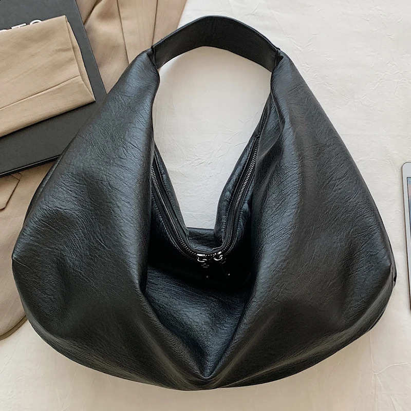 Womens Underarm Black Shoulder Bag Vintage Large Shopper Roomy Hobos Bags for Ladys Female Retro Original Tote Handbag 240924