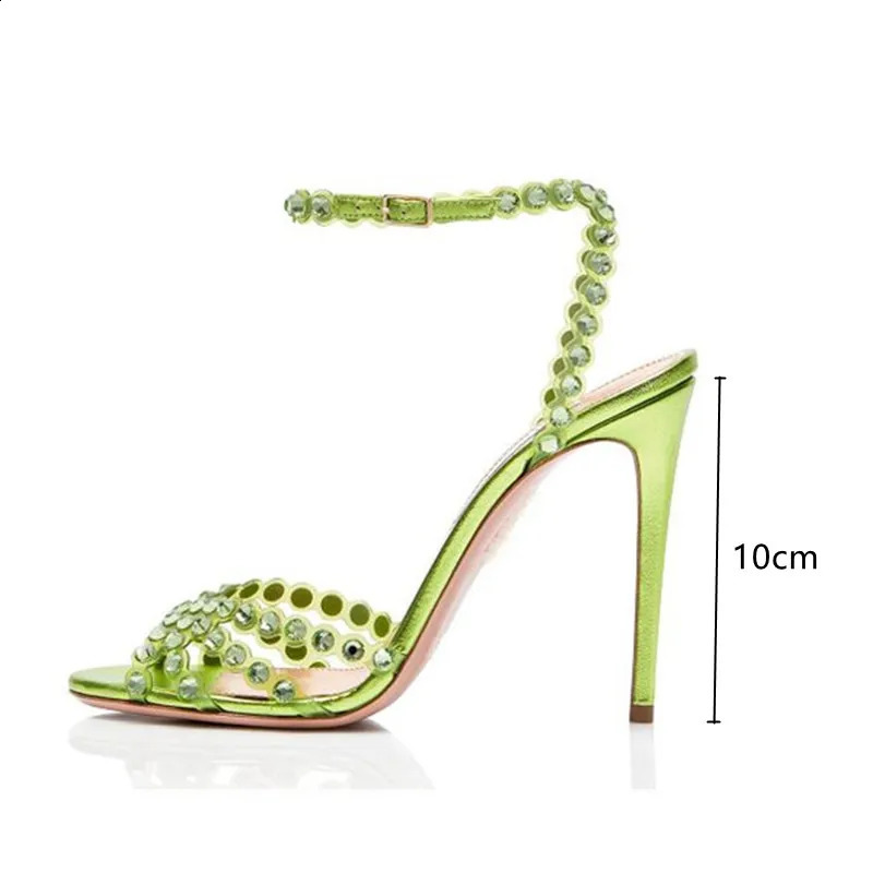 Sparkling Crystal Womens Sandals Sexy Spike High Heels Gladiator Sandals Summer Wedding Ball Sandals 240926